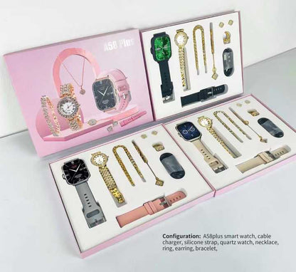 A5 Ladies Analog & Smart Watch With Jewelry Set.