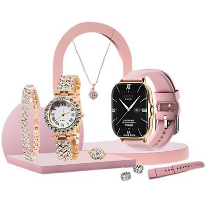 A5 Ladies Analog & Smart Watch With Jewelry Set.