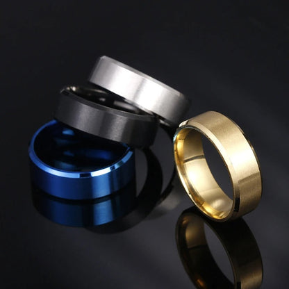 Elegant 8mm Stainless Steel Rings in 4 Colors