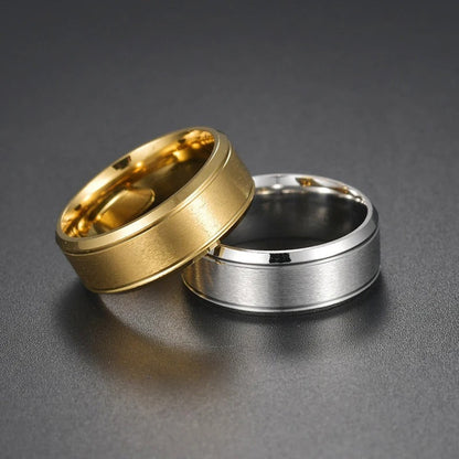 Elegant 8mm Stainless Steel Rings in 4 Colors